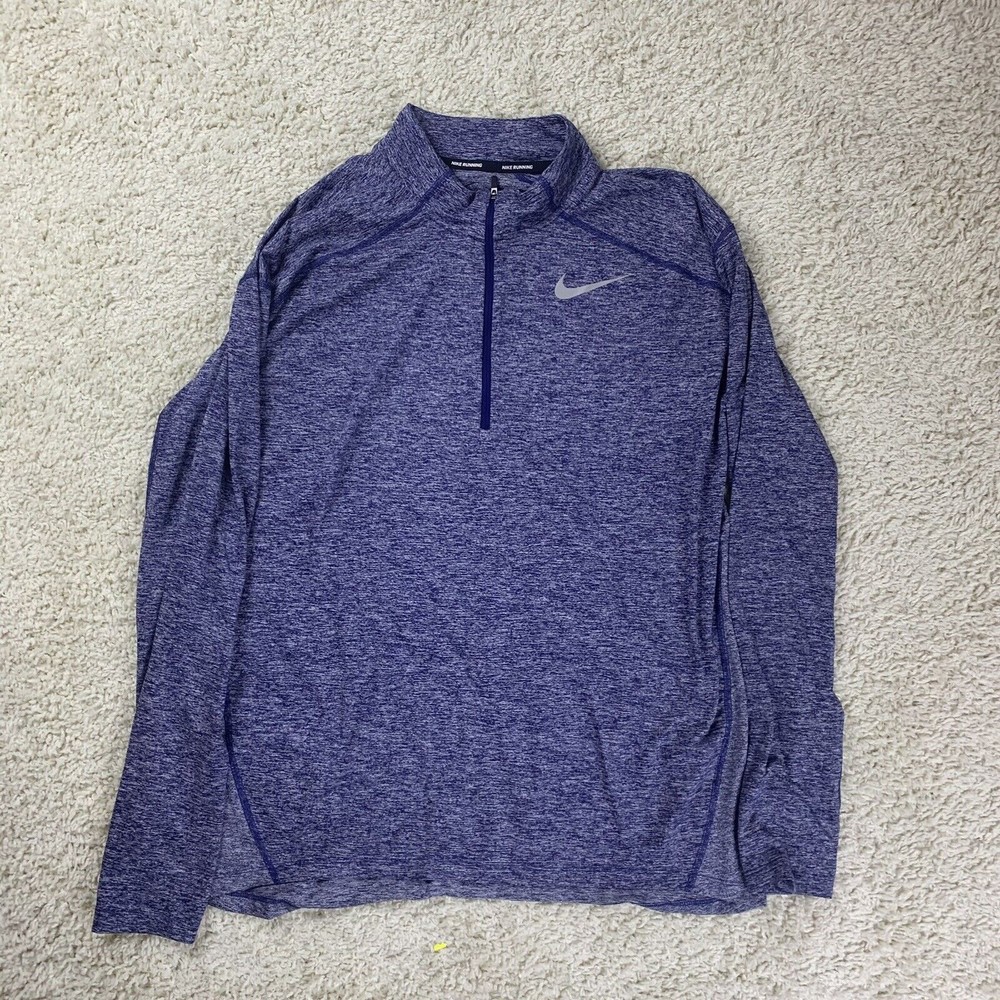 Nike Shirt Men L Grey Pullover 1/4 Zip Element Running Dri Fit Long Sleeve